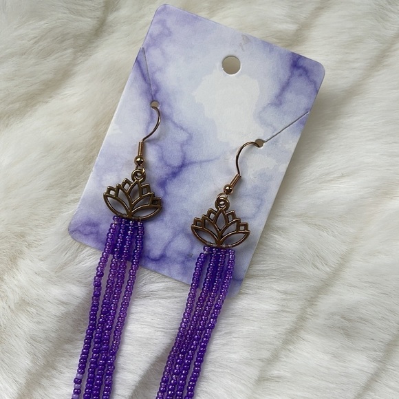 NWT Handmade Purple Dangling Earrings - Picture 3 of 5